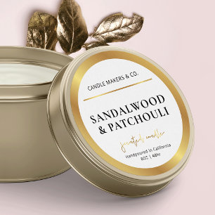 Modern Candle Jar Label Gold Foil Effect Packaging