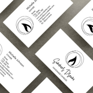 Modern Candle Maker Black and White Candlemaker Business Card