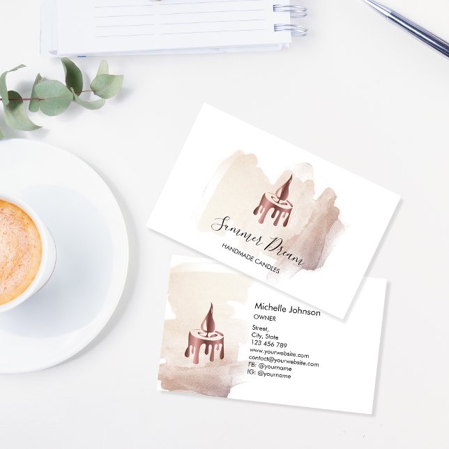 Modern Candle Maker Blush Pink Simple Business Card (Creator Uploaded)