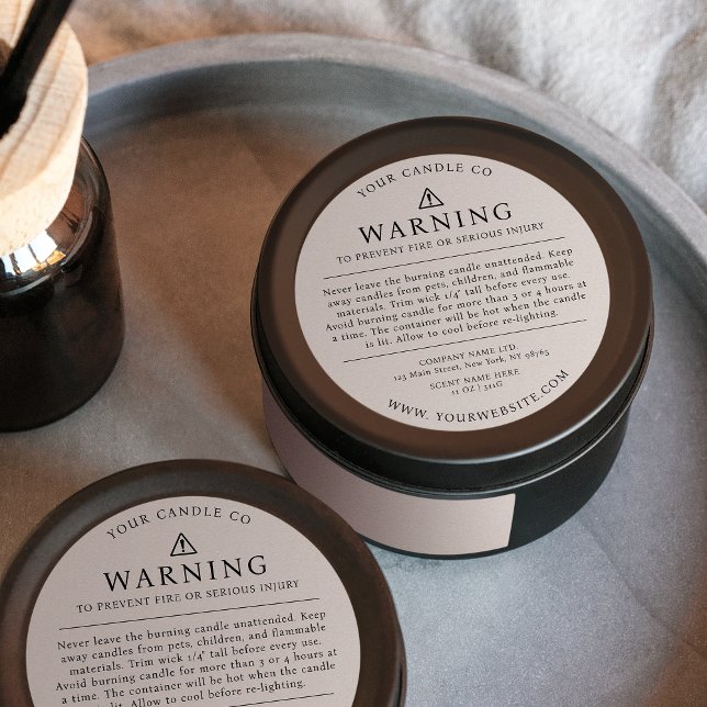 Modern Candle Packaging Warning Label Beige (Creator Uploaded)