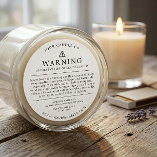 Modern Candle Packaging Warning Label White