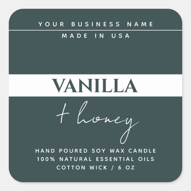 Modern candle product green label (Front)