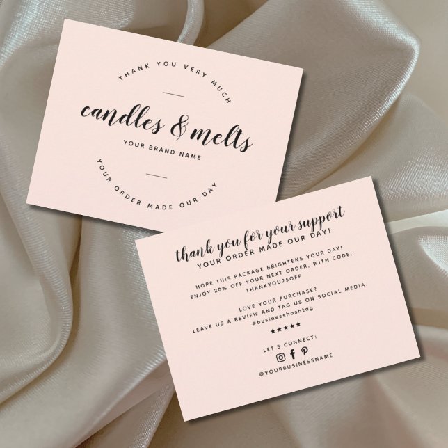 Modern candles and melts small business thank you card (Creator Uploaded)