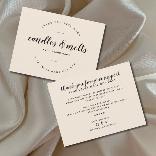 Modern candles and melts small business thank you card (Creator Uploaded)