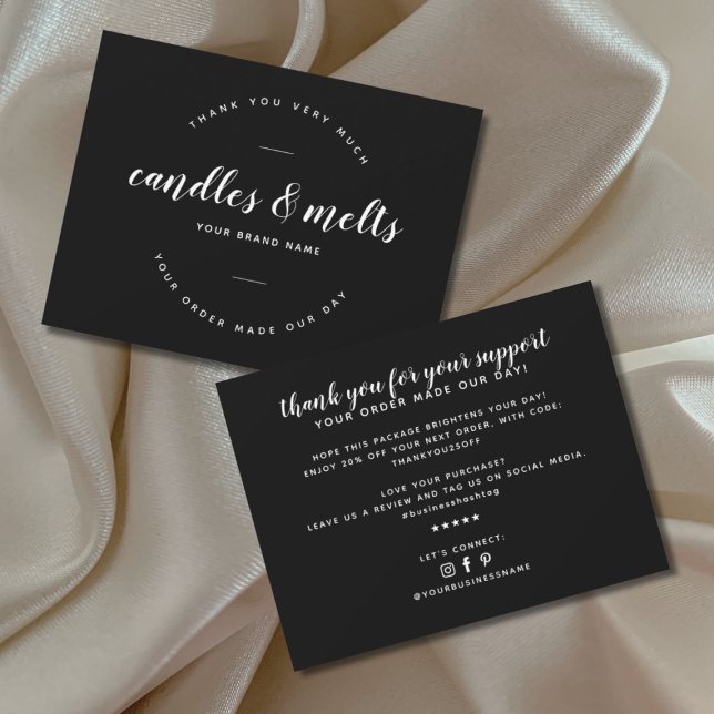 Modern candles and melts small business thank you card (Creator Uploaded)