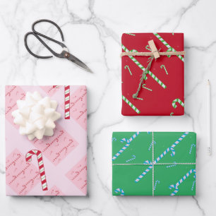 Modern Candy Cane Pattern Wrapping Paper Sheets