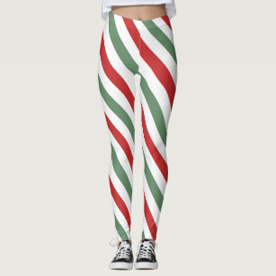 Modern Candy Cane Stripes Christmas Peppermint elf Leggings