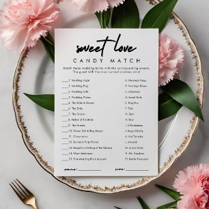 Modern Candy Match Bridal Shower Game Card