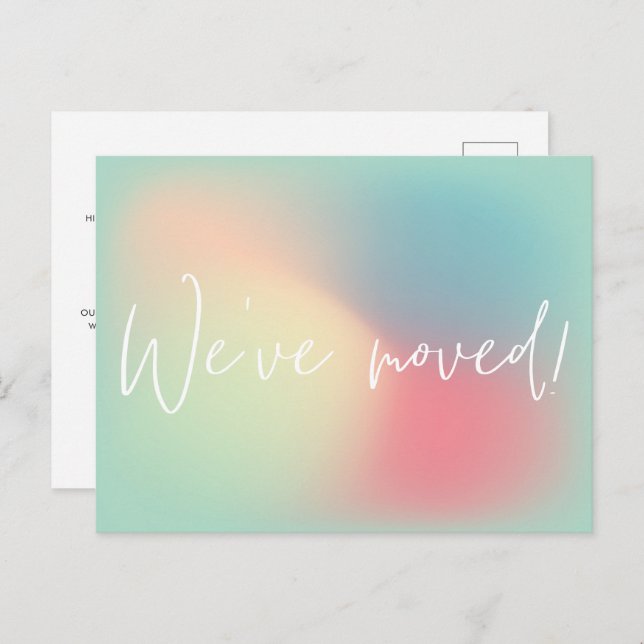 Modern Candy Pastel Gradient Ombre New Home Moving Announcement Postcard (Front/Back)