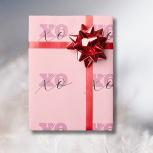 Modern Candy Pink Black XOXO Valentine Wrapping Paper