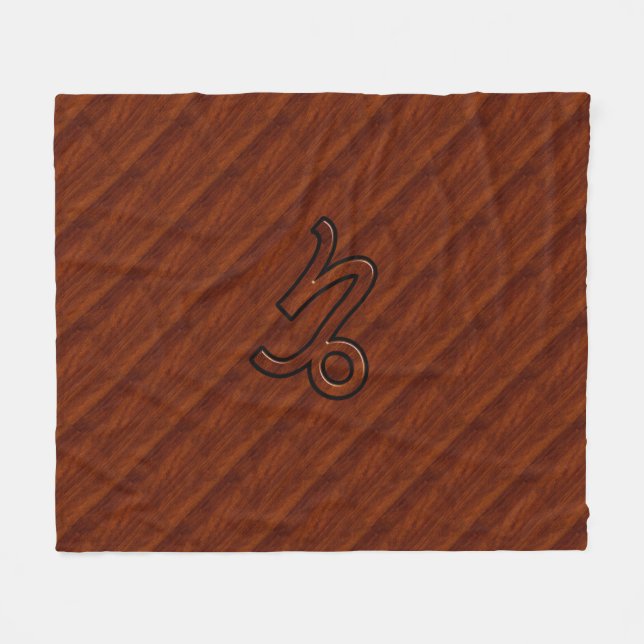 Modern Capricorn Symbol in Mahogany Style print Fleece Blanket (Front (Horizontal))