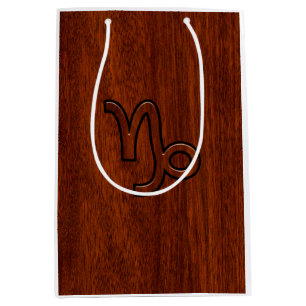Modern Capricorn Symbol in Mahogany Style print Medium Gift Bag