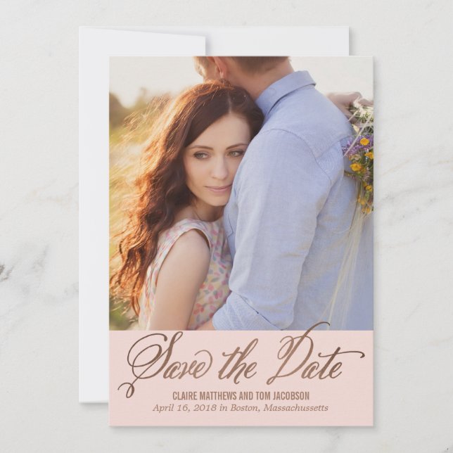 Modern Caption EDITABLE COLOR Save The Date Card (Front)