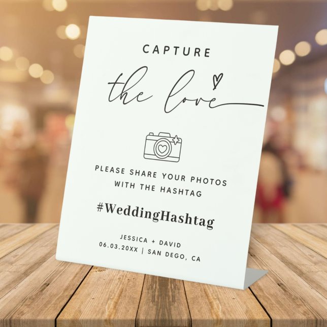 Modern Capture The Love Wedding Hashtag Sign (Creator Uploaded)