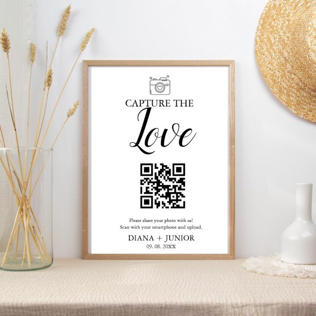 Modern Capture The Love Wedding QR code Sign (Creator Uploaded)