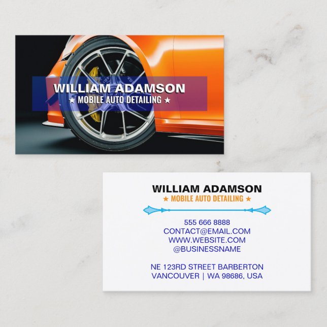 Modern Car Care, Car Sales, Cool Auto Detailing Business Card (Front/Back)
