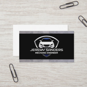 Modern Car Emblem Shield Business Card