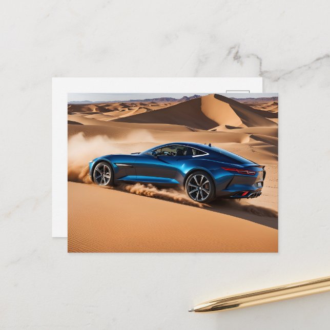 Modern car in desert postcard (Front/Back In Situ)