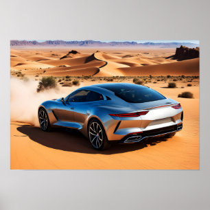 Modern car in desert poster