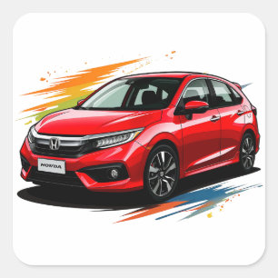 Modern car in vibrant tones square sticker
