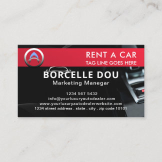 Modern car Rental | Black & Red monogram  Business Card