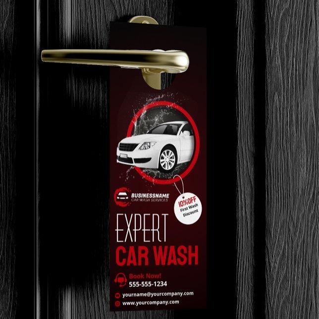 Modern Car Wash Auto Detailing Automobile Waxing Door Hanger (Creator Uploaded)