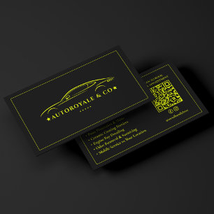 Modern Car Wash Auto Detailing Black Lime Yellow Business Card