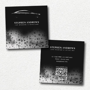Modern Car Wash Automotive Cleaning QR Code Square Business Card