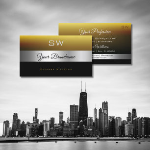 Modern Caramel Black Silver Decor and Monogram Business Card
