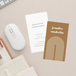 Modern Caramel Orange Geometric Arch Business Card
