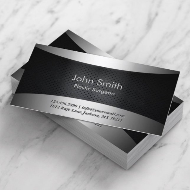 Modern Carbon Black Plastic Surgeon Business Card (Creator Uploaded)