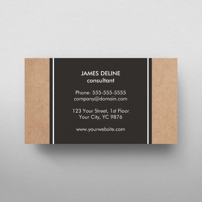 Modern Cardboard Dark Grey White Consultant Business Card (Creator Uploaded)