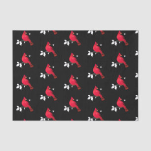 Modern Cardinal Bird Red Black White Holiday Tissue Paper