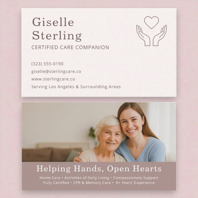 Modern Caregiver and Senior Companion Service Business Card (Creator Uploaded)