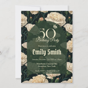 Modern Carnation Flower First Birthday Gift Invitation