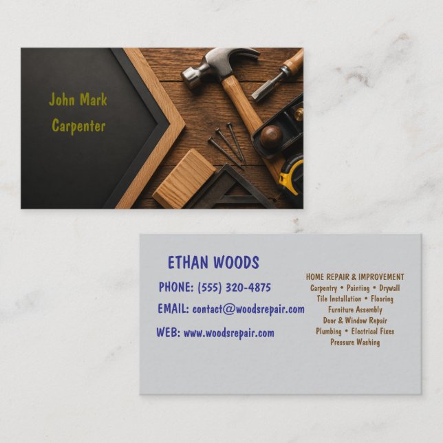 Modern Carpenter Business Card (Front/Back)