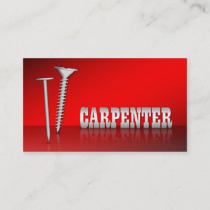 Modern Carpenter Red 2-sided Business Cards