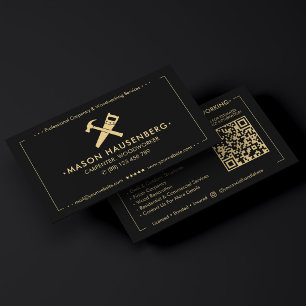 Modern Carpenter Woodworker Deck Builder Black  Business Card