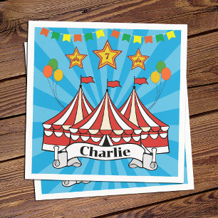Modern Cartoon Big Top Circus Colourful Birthday Napkin