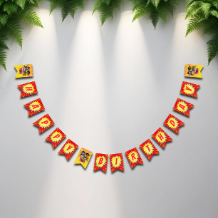 Modern Cartoon Superhero Comic Book Happy Birthday Bunting