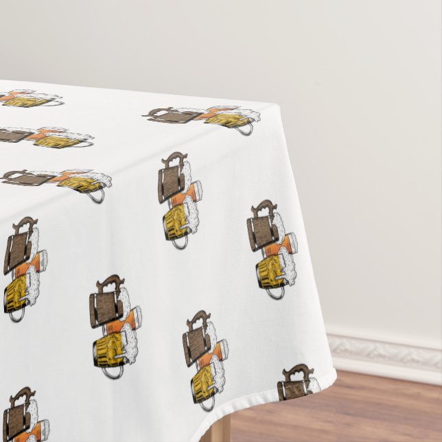 Modern Cartoon Three Cheers Beers Tablecloth (In Situ)