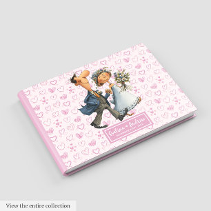 Modern Cartoon Wedding Couple Guest book