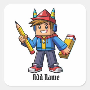 Modern Cartoon with Pencil Square Sticker