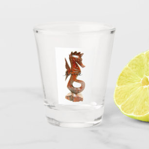modern carved wood seahorse Thunder_Cove Shot Glass