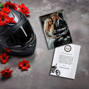 Modern Casual Biker Wedding Motorcycle Theme Thank You Card