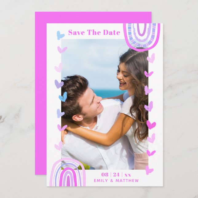 Modern Casual Boho Wedding Engaged Save The Date (Front/Back)