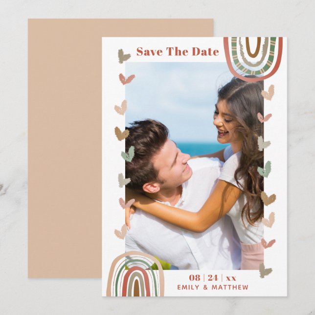 Modern Casual Boho Wedding Engaged Save The Date (Front/Back)