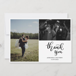 Modern Casual Chic Thank You Script Photo Card