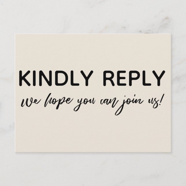 Modern Casual Handwriting Elegant Cream RSVP Postcard (Front)