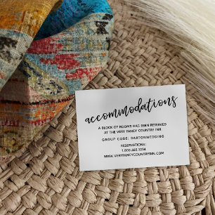 Modern Casual Handwriting Wedding Accommodations Enclosure Card